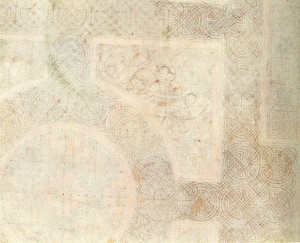 Backdrawing of the Carpet page shown above; showing guidlines for painter